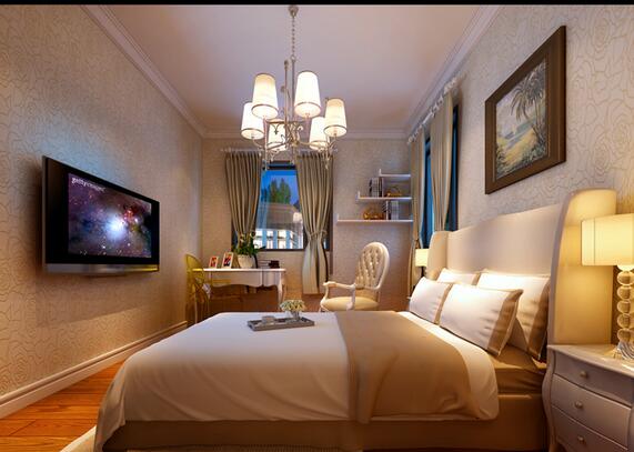 海天翡翠城146平大四居简欧风格的卧室、客厅装修效果图